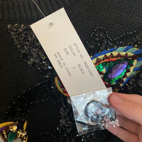 VTG Western Connection NWT 80s Sweater Beaded L Glam Sequin Gemstone Abstract - Picture 5 of 10